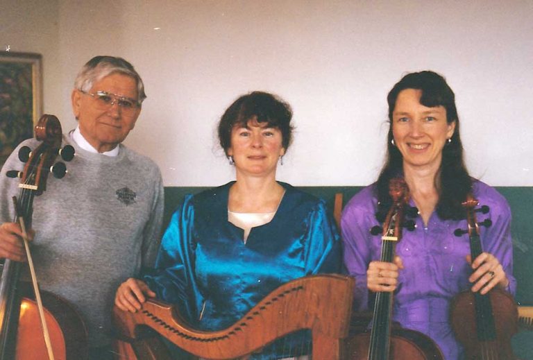 Ernest, Mary and Marjorie with their instruments